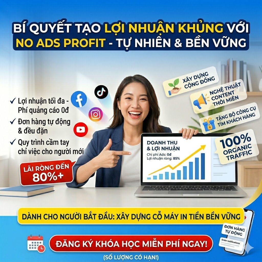 No Ads Profit – Bí Quyết Bán Hàng Không Cần Quảng Cáo Vẫn Tạo Lợi Nhuận Đều Đặn