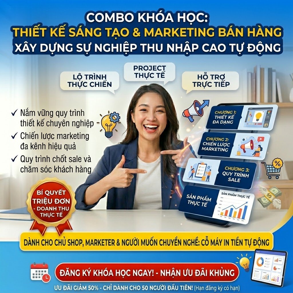 Khóa Học Thiết Kế Sáng Tạo Marketing & Sale – Biến Ý Tưởng Thành Nội Dung Bán Hàng Chuyển Đổi Cao